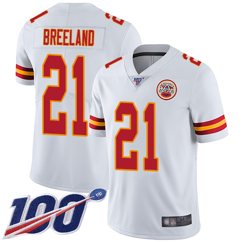 Men Kansas City Chiefs #21 Breeland Bashaud White Vapor Untouchable Limited Player 100th Season Football Nike NFL Jersey